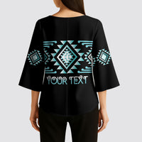 Aotearoa Atua Tangaroa Personalised Kimono Sleeve Blouse Maori God Of The Sea Taniko Motifs
