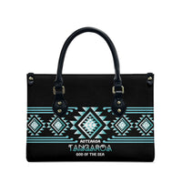 Aotearoa Atua Tangaroa Leather Bag Maori God Of The Sea Taniko Motifs