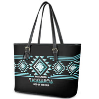 Aotearoa Atua Tangaroa Leather Tote Bag Maori God Of The Sea Taniko Motifs