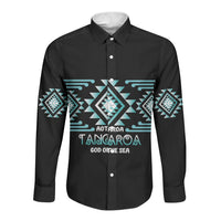 Aotearoa Atua Tangaroa Personalised Long Sleeve Button Shirt Maori God Of The Sea Taniko Motifs