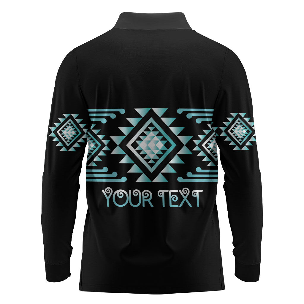 Aotearoa Atua Tangaroa Personalised Long Sleeve Polo Shirt Maori God Of The Sea Taniko Motifs