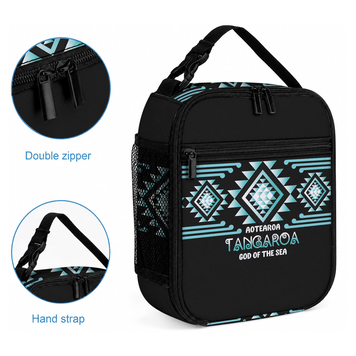 Aotearoa Atua Tangaroa Lunch Bag Maori God Of The Sea Taniko Motifs