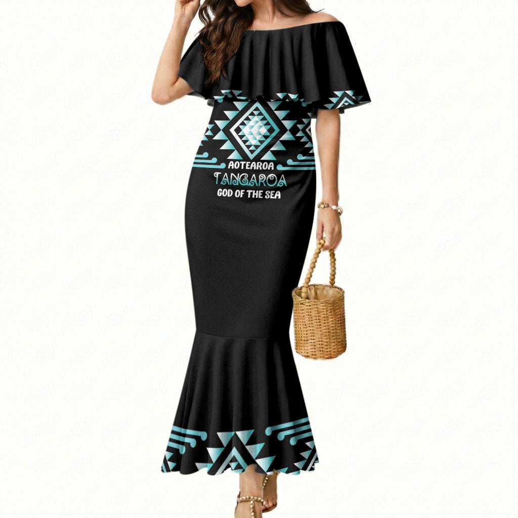 Aotearoa Atua Tangaroa Personalised Mermaid Dress Maori God Of The Sea Taniko Motifs