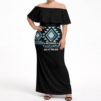 Aotearoa Atua Tangaroa Personalised Off Shoulder Maxi Dress Maori God Of The Sea Taniko Motifs