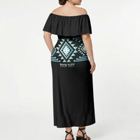 Aotearoa Atua Tangaroa Personalised Off Shoulder Maxi Dress Maori God Of The Sea Taniko Motifs