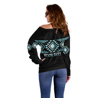 Aotearoa Atua Tangaroa Personalised Off Shoulder Sweater Maori God Of The Sea Taniko Motifs