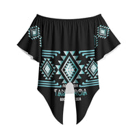 Aotearoa Atua Tangaroa Personalised Off Shoulder Wrap Waist Top Maori God Of The Sea Taniko Motifs