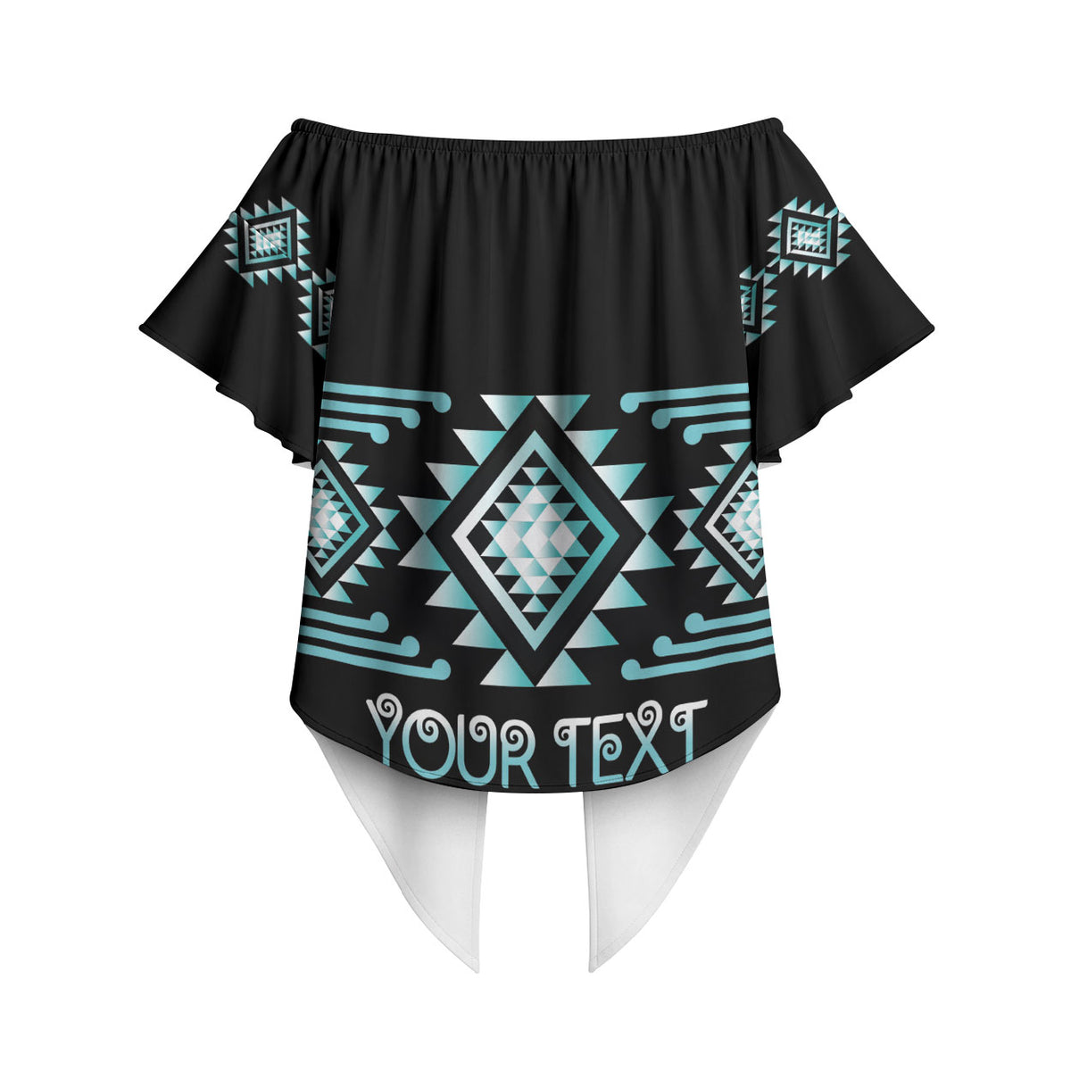 Aotearoa Atua Tangaroa Personalised Off Shoulder Wrap Waist Top Maori God Of The Sea Taniko Motifs