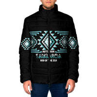 Aotearoa Atua Tangaroa Personalised Padded Jacket Maori God Of The Sea Taniko Motifs