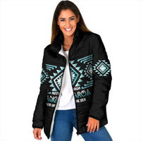 Aotearoa Atua Tangaroa Personalised Padded Jacket Maori God Of The Sea Taniko Motifs