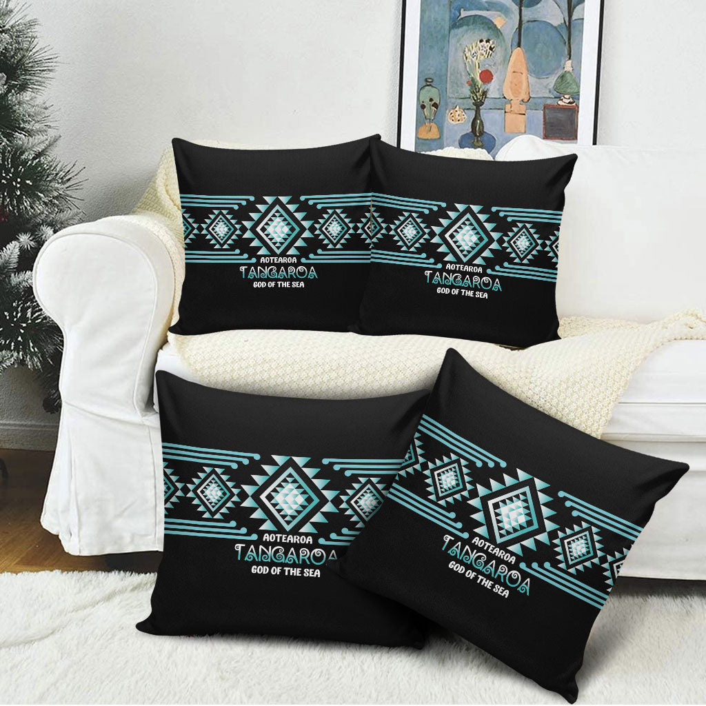 Aotearoa Atua Tangaroa Pillow Cover Maori God Of The Sea Taniko Motifs