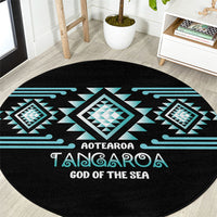Aotearoa Atua Tangaroa Round Carpet Maori God Of The Sea Taniko Motifs