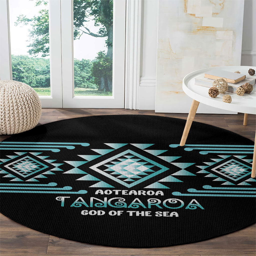 Aotearoa Atua Tangaroa Round Carpet Maori God Of The Sea Taniko Motifs