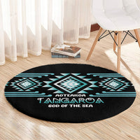 Aotearoa Atua Tangaroa Round Carpet Maori God Of The Sea Taniko Motifs