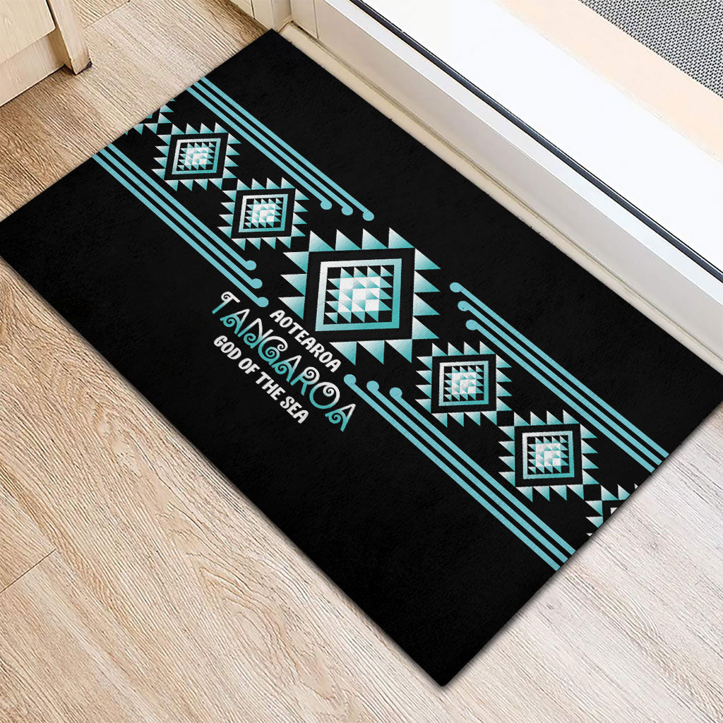 Aotearoa Atua Tangaroa Rubber Doormat Maori God Of The Sea Taniko Motifs