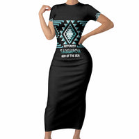Aotearoa Atua Tangaroa Personalised Short Sleeve Bodycon Dress Maori God Of The Sea Taniko Motifs