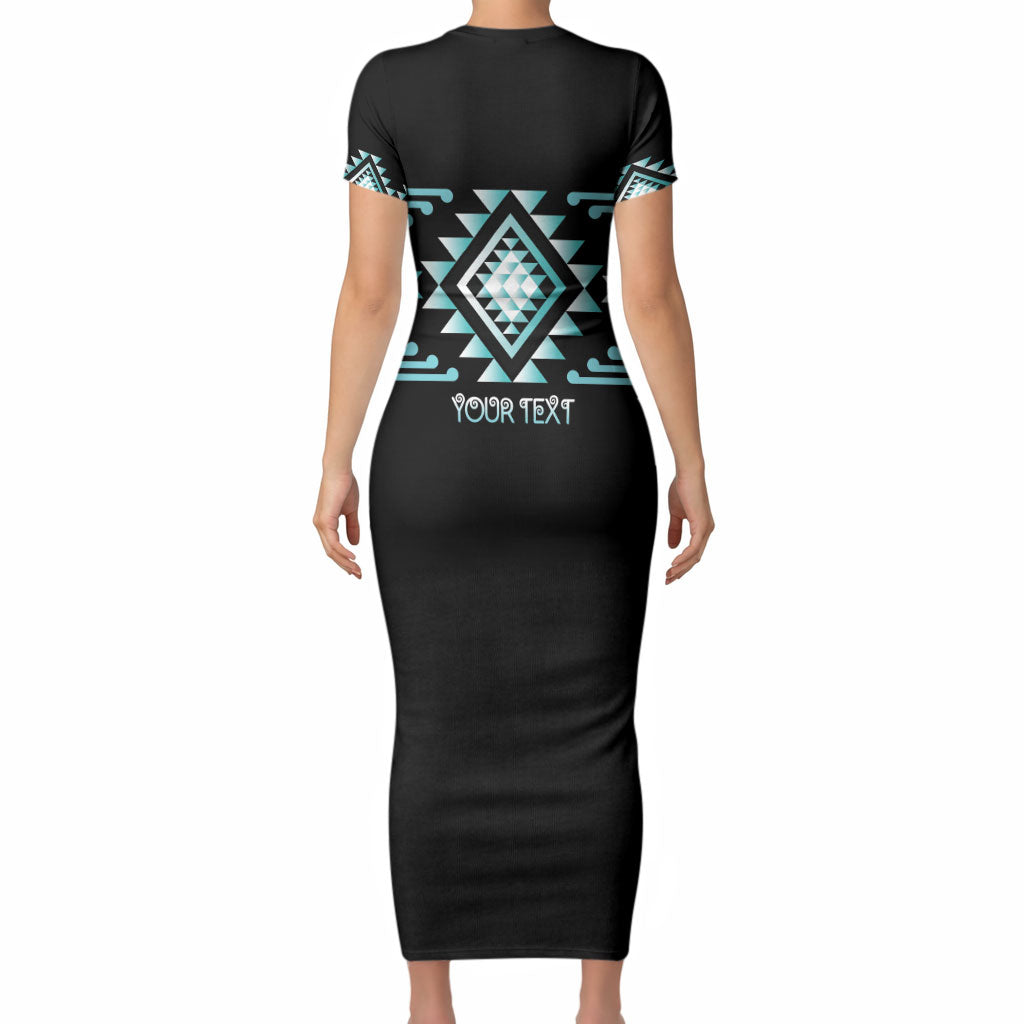 Aotearoa Atua Tangaroa Personalised Short Sleeve Bodycon Dress Maori God Of The Sea Taniko Motifs