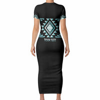 Aotearoa Atua Tangaroa Personalised Short Sleeve Bodycon Dress Maori God Of The Sea Taniko Motifs