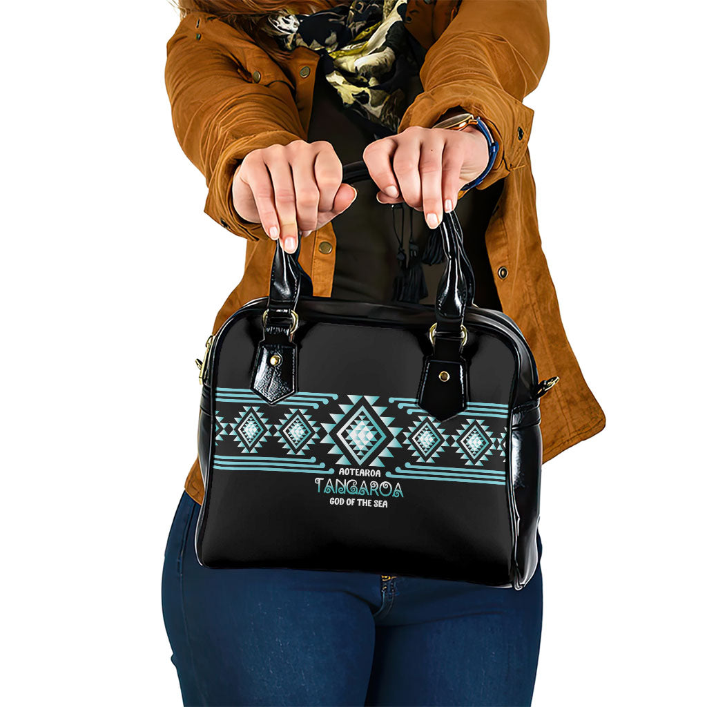 Aotearoa Atua Tangaroa Shoulder Handbag Maori God Of The Sea Taniko Motifs LT14 One Size Turquoise - Polynesian Pride
