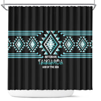 Aotearoa Atua Tangaroa Shower Curtain Maori God Of The Sea Taniko Motifs