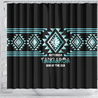 Aotearoa Atua Tangaroa Shower Curtain Maori God Of The Sea Taniko Motifs