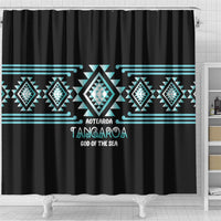 Aotearoa Atua Tangaroa Shower Curtain Maori God Of The Sea Taniko Motifs