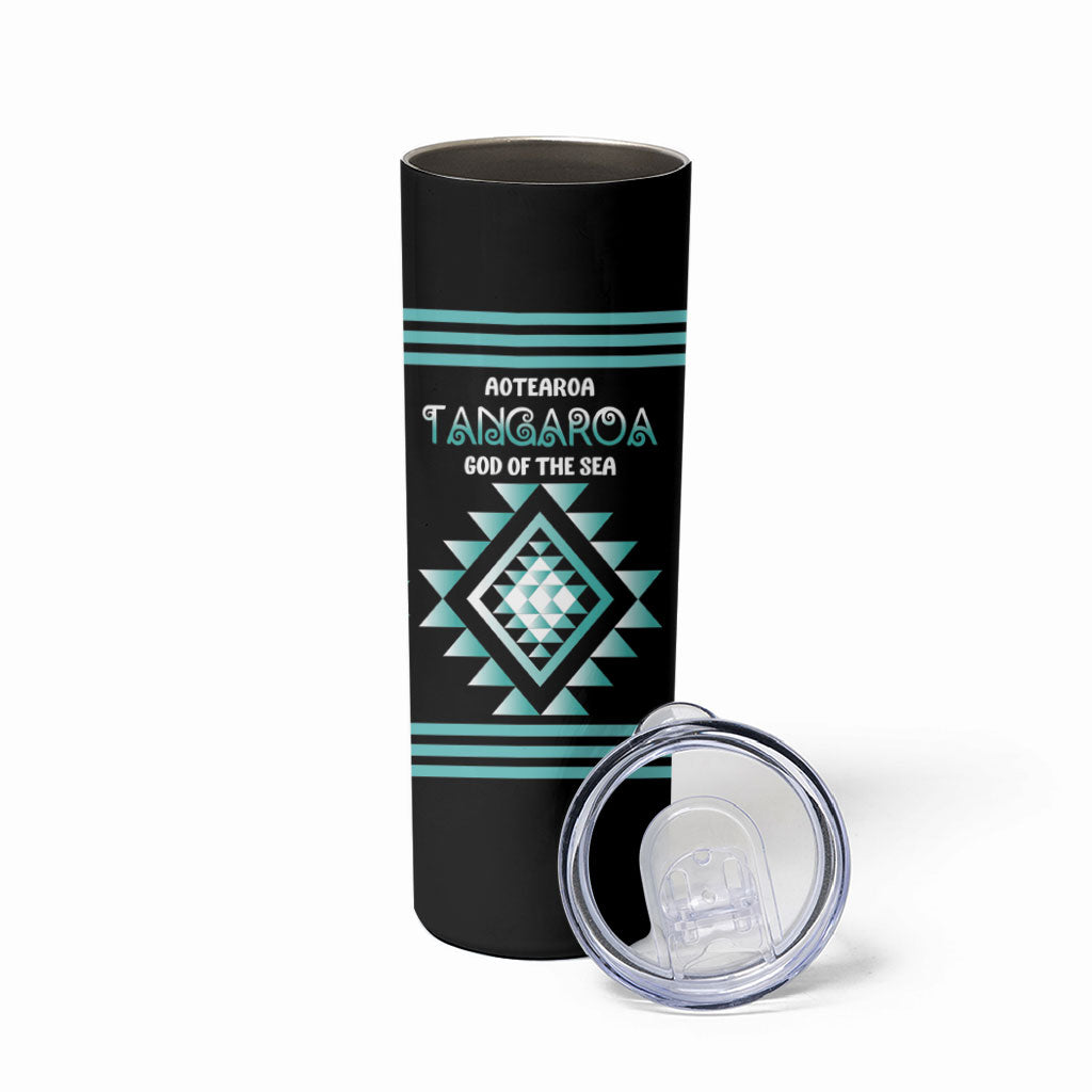 Aotearoa Atua Tangaroa Personalised Skinny Tumbler Maori God Of The Sea Taniko Motifs