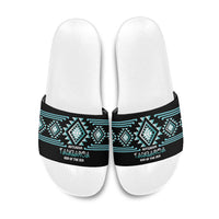 Aotearoa Atua Tangaroa Slide Sandals Maori God Of The Sea Taniko Motifs