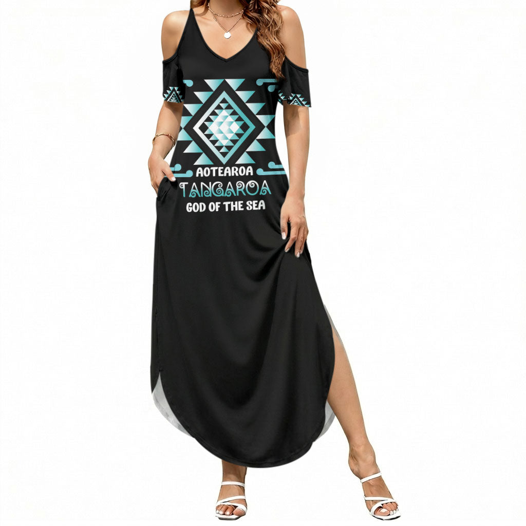 Aotearoa Atua Tangaroa Personalised Summer Maxi Dress Maori God Of The Sea Taniko Motifs