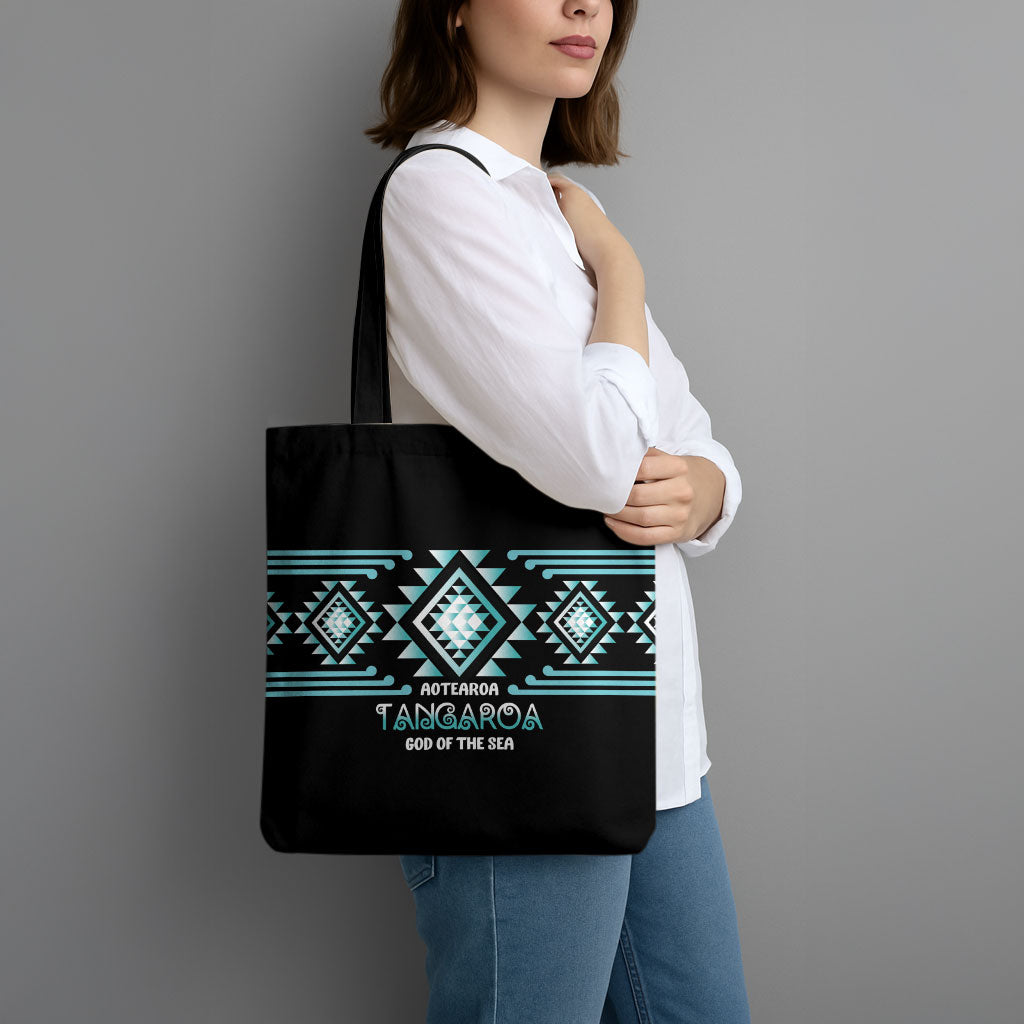 Aotearoa Atua Tangaroa Tote Bag Maori God Of The Sea Taniko Motifs