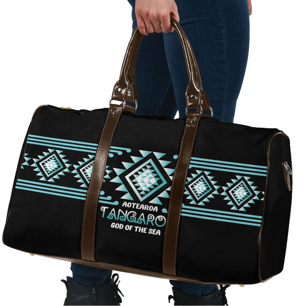 Aotearoa Atua Tangaroa Travel Bag Maori God Of The Sea Taniko Motifs