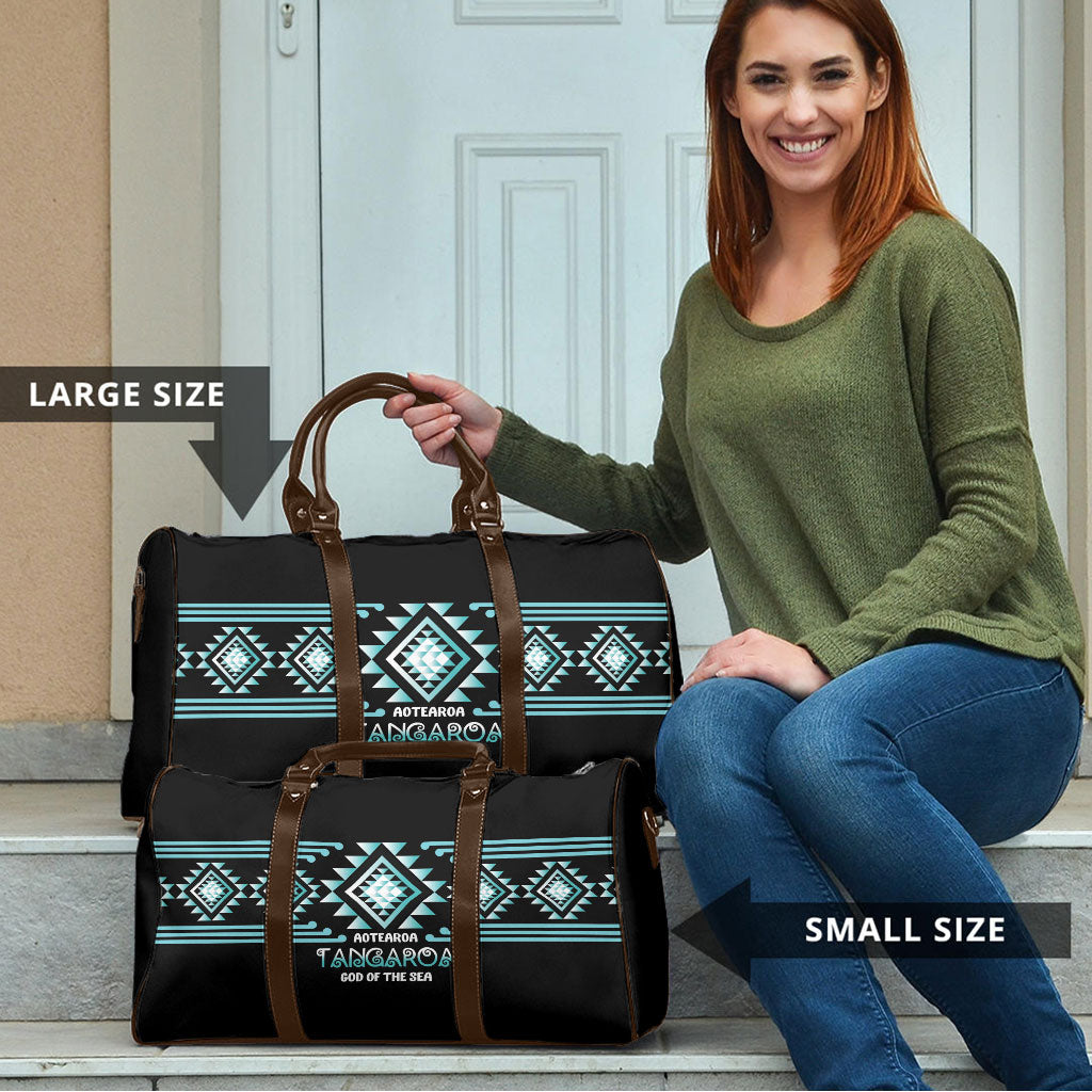 Aotearoa Atua Tangaroa Travel Bag Maori God Of The Sea Taniko Motifs