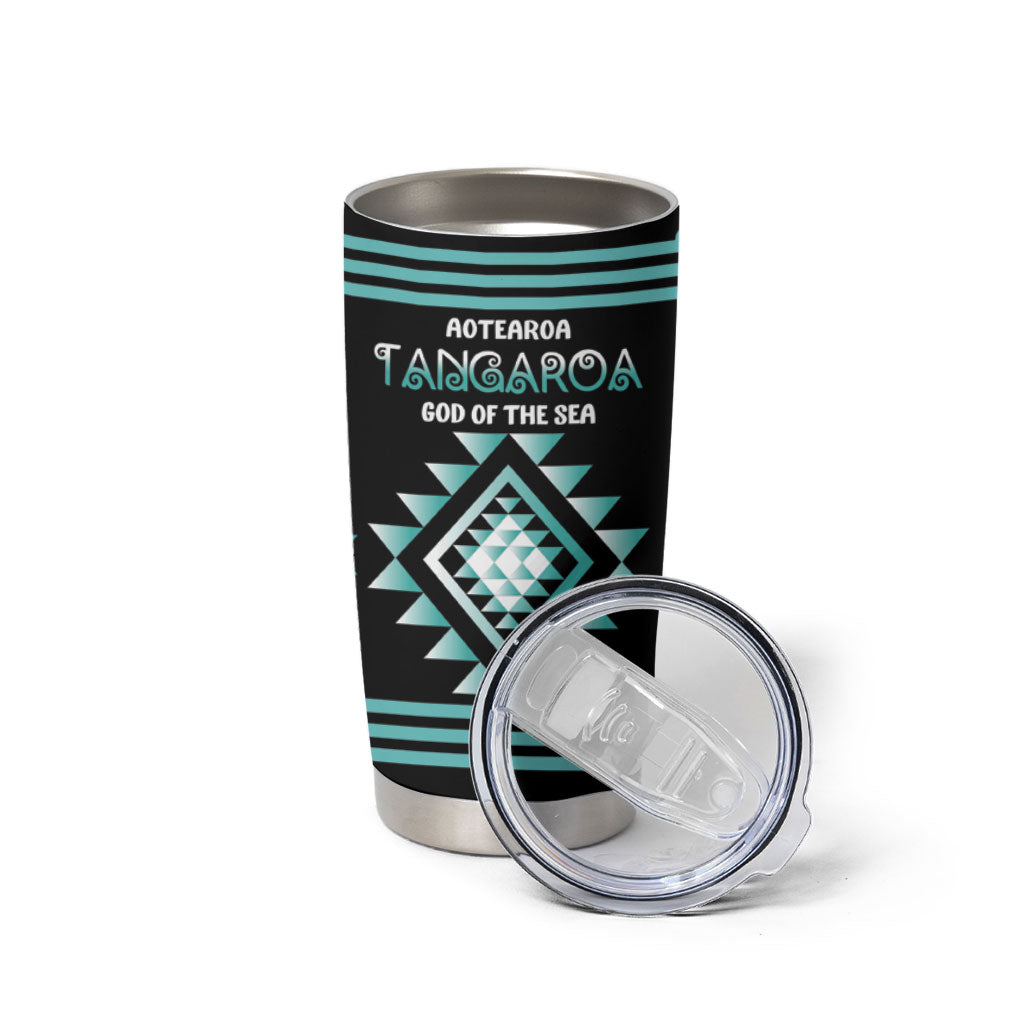 Aotearoa Atua Tangaroa Personalised Tumbler Cup Maori God Of The Sea Taniko Motifs