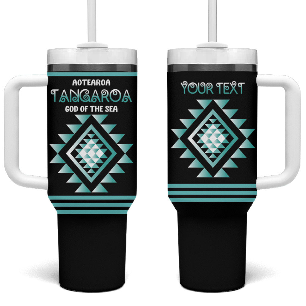 Aotearoa Atua Tangaroa Personalised Tumbler With Handle Maori God Of The Sea Taniko Motifs