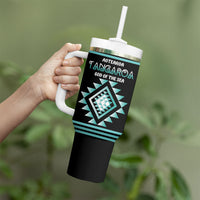 Aotearoa Atua Tangaroa Personalised Tumbler With Handle Maori God Of The Sea Taniko Motifs