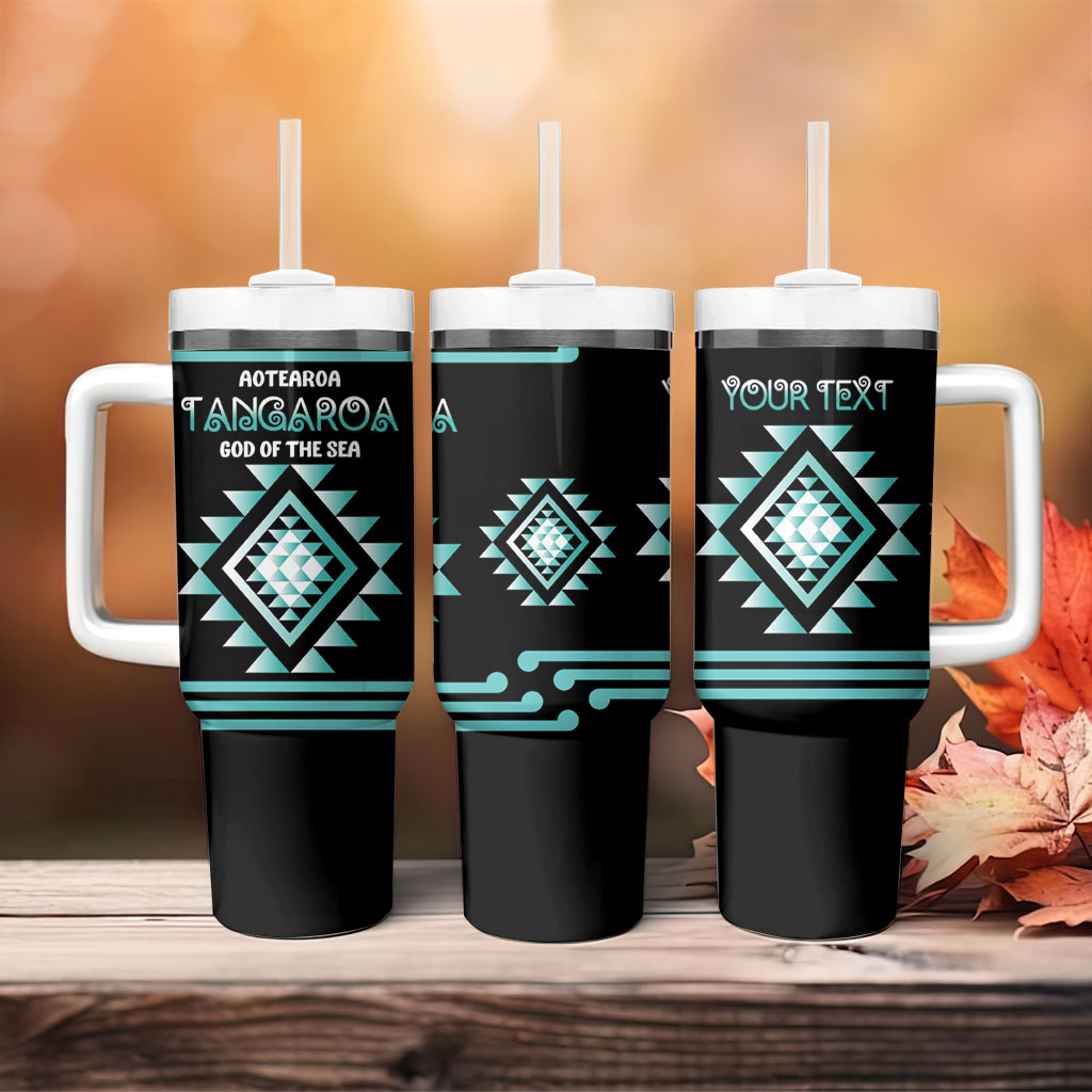 Aotearoa Atua Tangaroa Personalised Tumbler With Handle Maori God Of The Sea Taniko Motifs