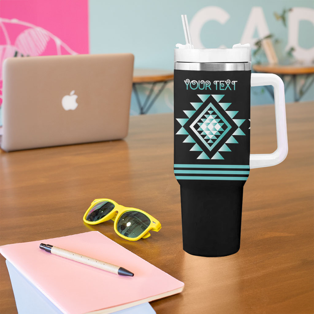Aotearoa Atua Tangaroa Personalised Tumbler With Handle Maori God Of The Sea Taniko Motifs