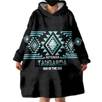 Aotearoa Atua Tangaroa Personalised Wearable Blanket Hoodie Maori God Of The Sea Taniko Motifs