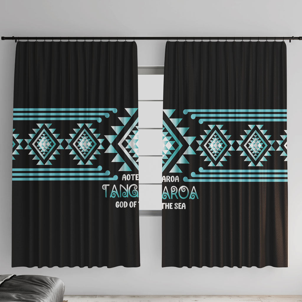 Aotearoa Atua Tangaroa Window Curtain Maori God Of The Sea Taniko Motifs