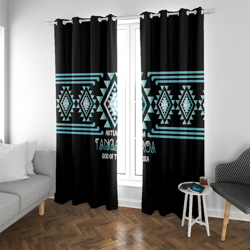 Aotearoa Atua Tangaroa Window Curtain Maori God Of The Sea Taniko Motifs