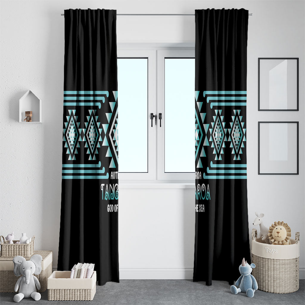 Aotearoa Atua Tangaroa Window Curtain Maori God Of The Sea Taniko Motifs