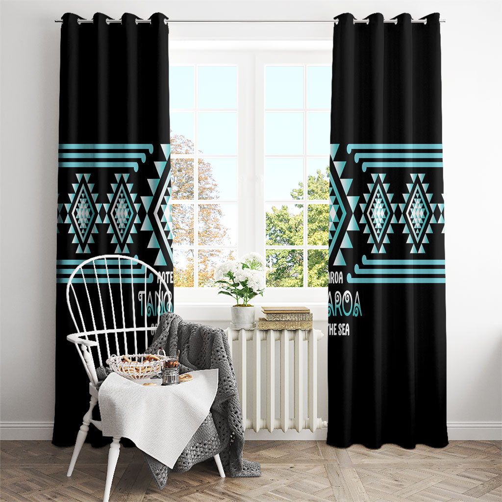 Aotearoa Atua Tangaroa Window Curtain Maori God Of The Sea Taniko Motifs