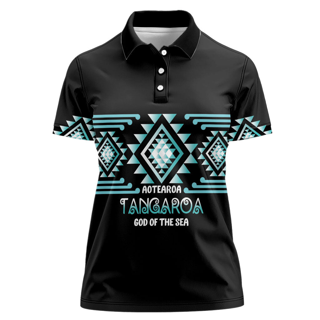 Aotearoa Atua Tangaroa Personalised Women Polo Shirt Maori God Of The Sea Taniko Motifs