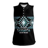 Aotearoa Atua Tangaroa Personalised Women Sleeveless Polo Shirt Maori God Of The Sea Taniko Motifs