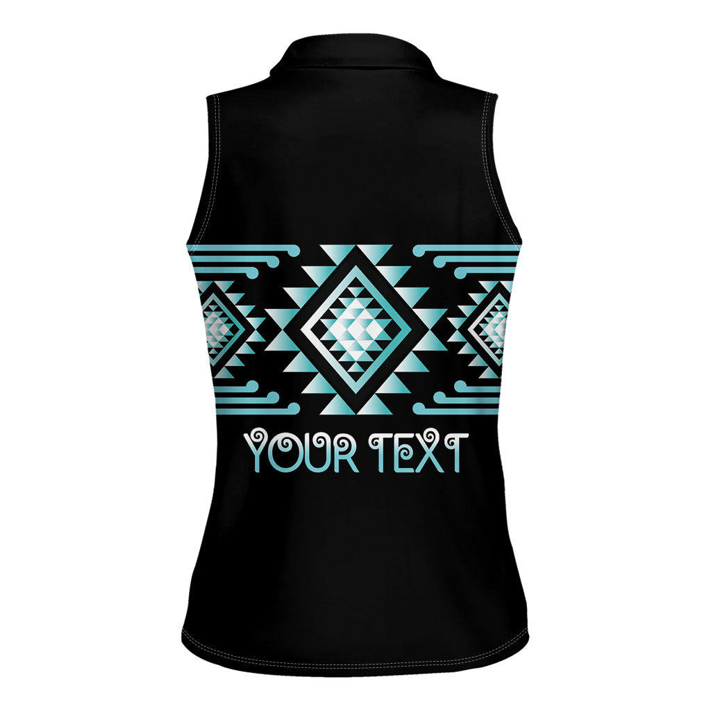 Aotearoa Atua Tangaroa Personalised Women Sleeveless Polo Shirt Maori God Of The Sea Taniko Motifs