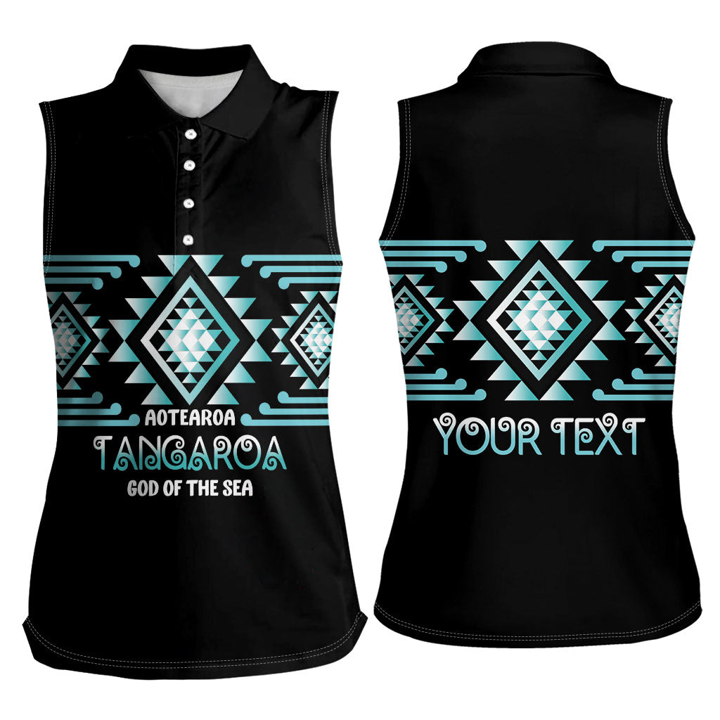 Aotearoa Atua Tangaroa Personalised Women Sleeveless Polo Shirt Maori God Of The Sea Taniko Motifs