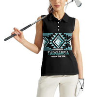 Aotearoa Atua Tangaroa Personalised Women Sleeveless Polo Shirt Maori God Of The Sea Taniko Motifs