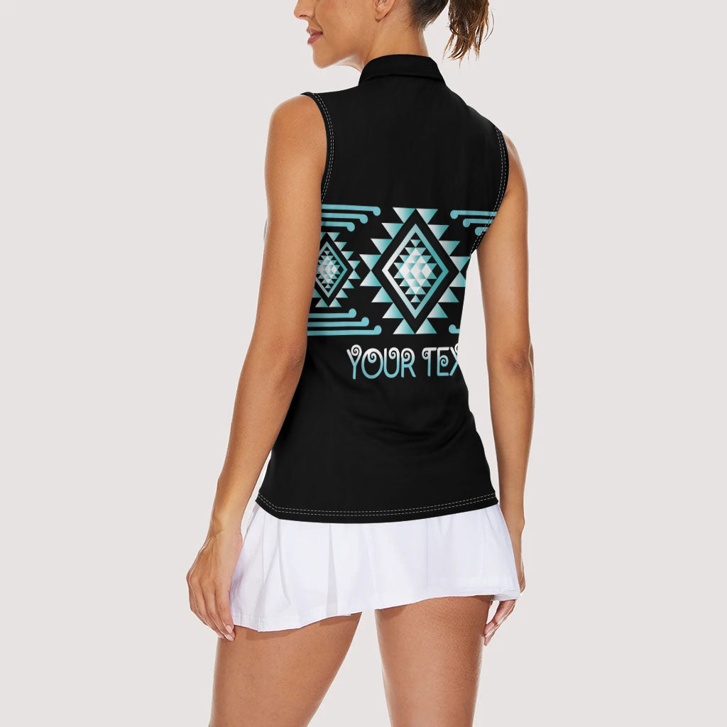 Aotearoa Atua Tangaroa Personalised Women Sleeveless Polo Shirt Maori God Of The Sea Taniko Motifs