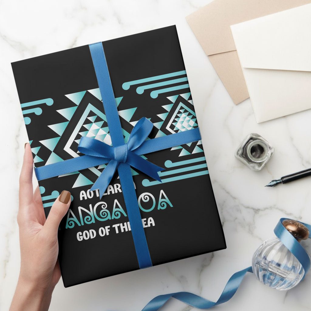Aotearoa Atua Tangaroa Wrapping Paper Maori God Of The Sea Taniko Motifs