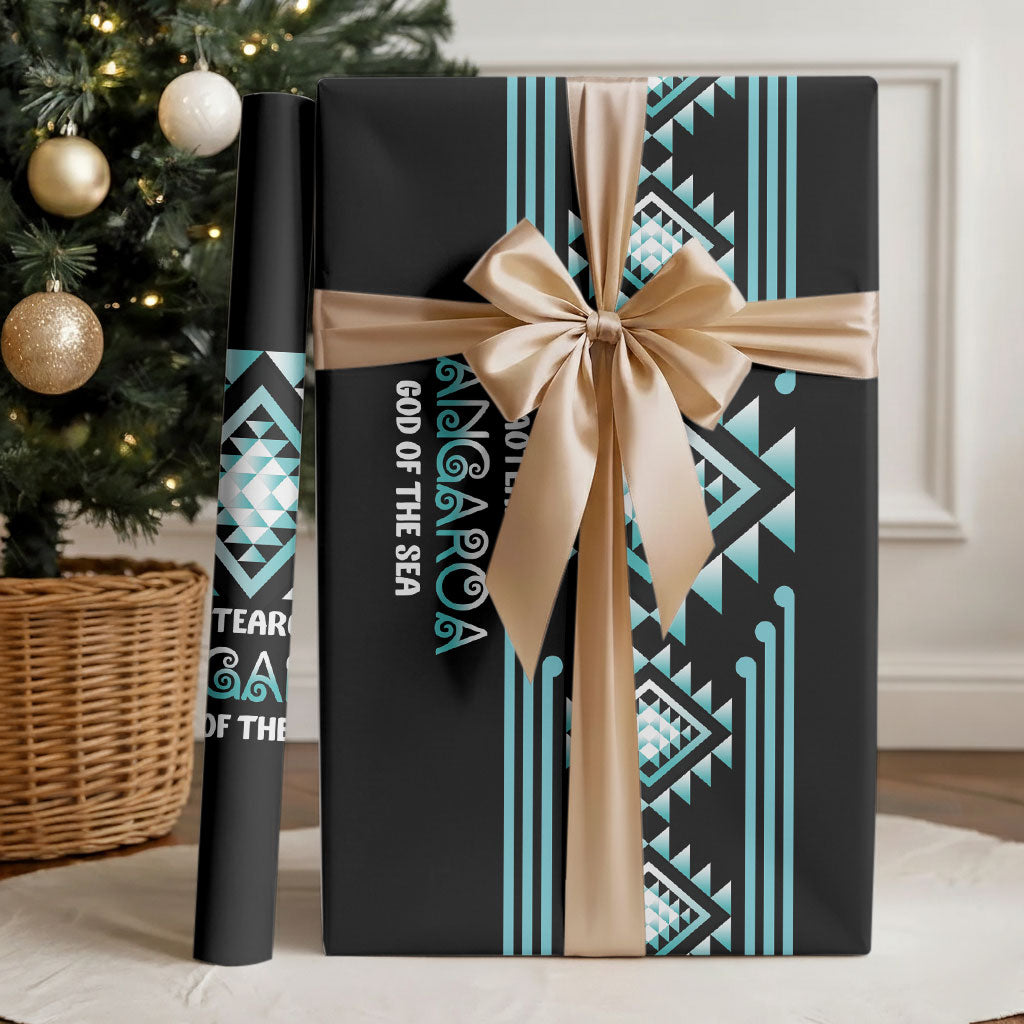 Aotearoa Atua Tangaroa Wrapping Paper Maori God Of The Sea Taniko Motifs